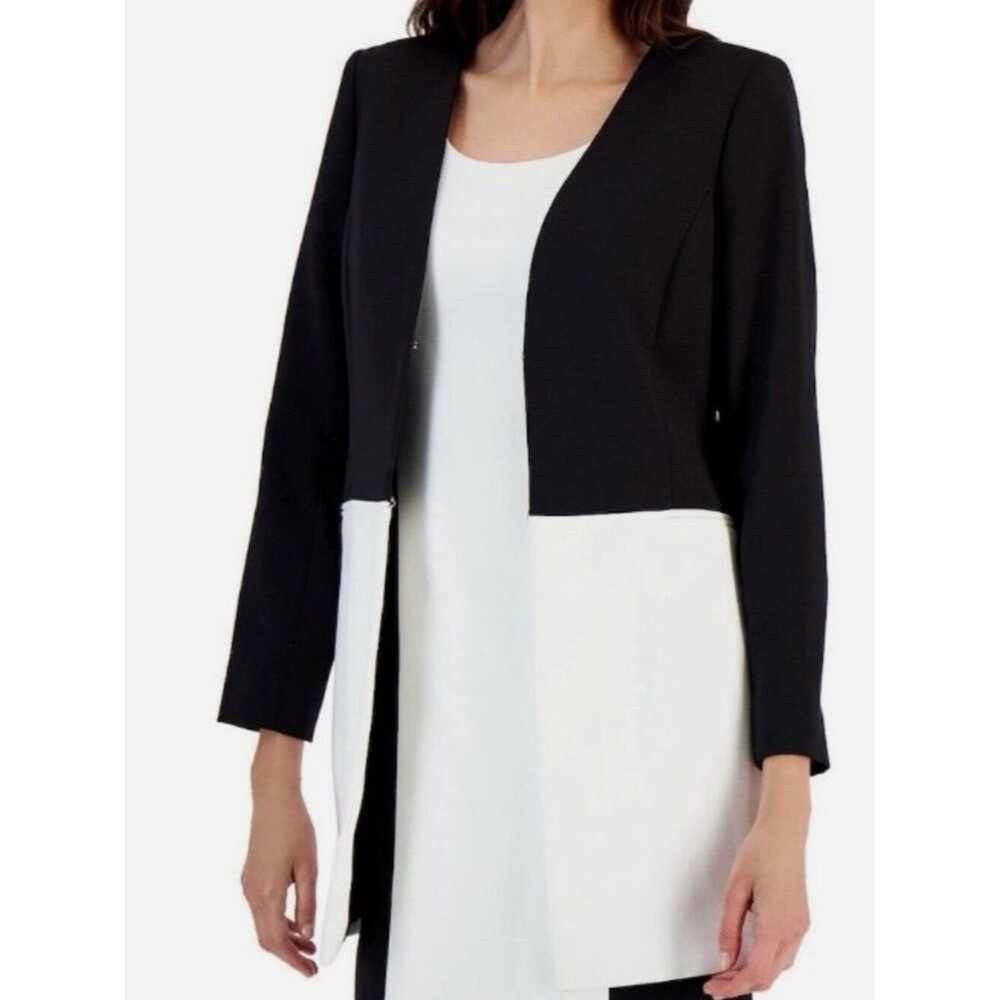 Tahari ASL Colorblock Blazer Sz 6 Black White Jacket Formal Business